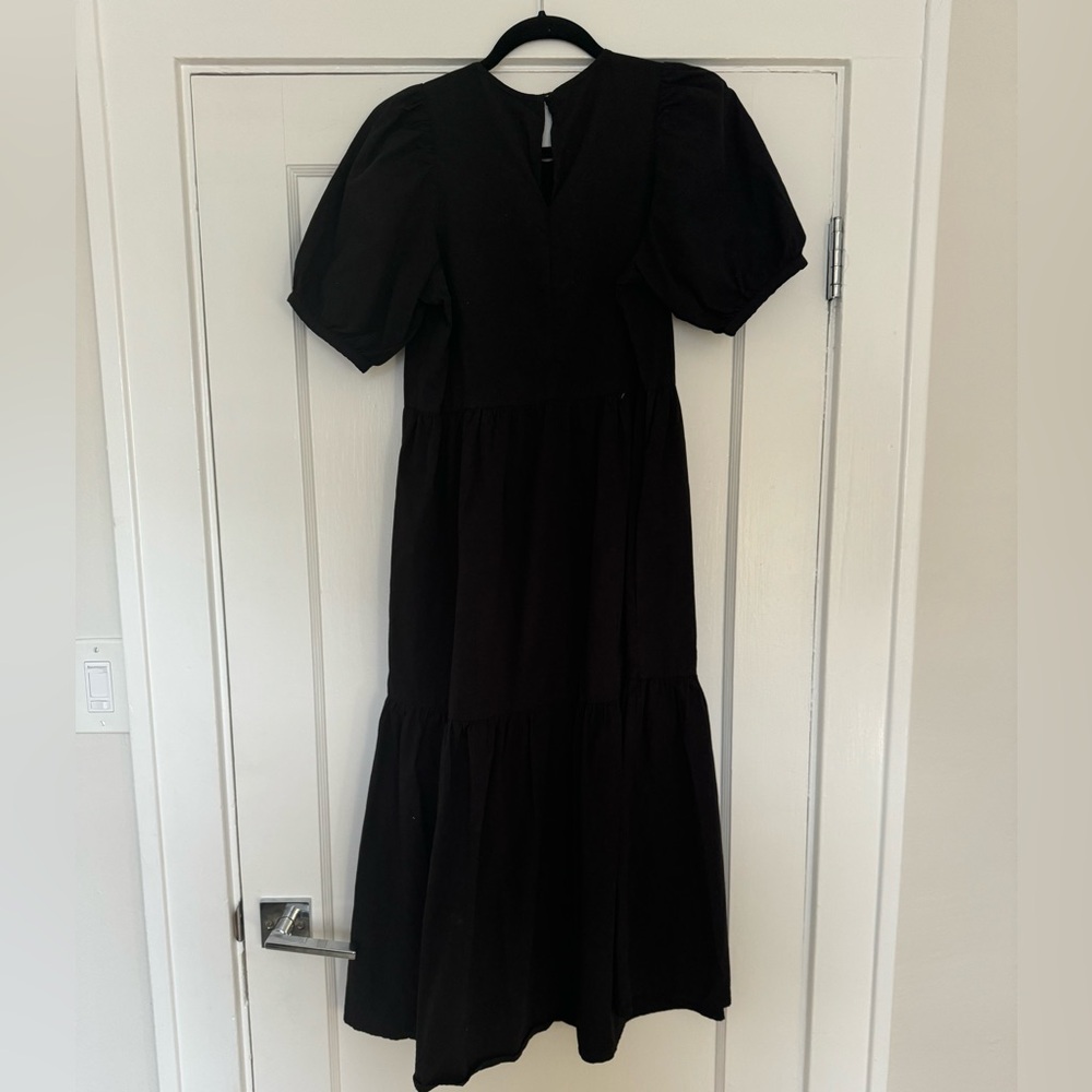 Ali Golden Puff Sleeve Black Dress - Small - Picture 5 of 6